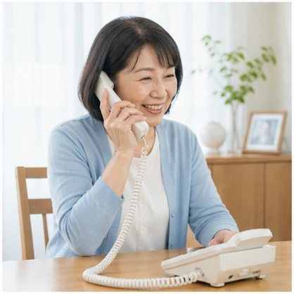 固定電話をそのまま使い続ける様子