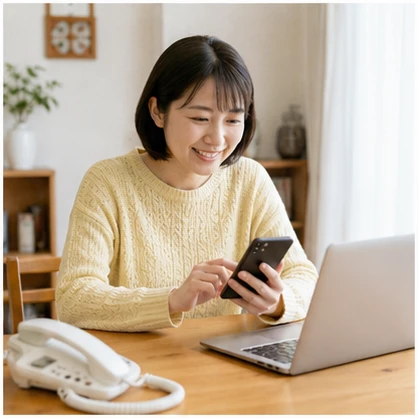 電話でお申し込みする様子