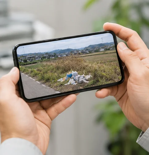 不法投棄をスマホで確認する